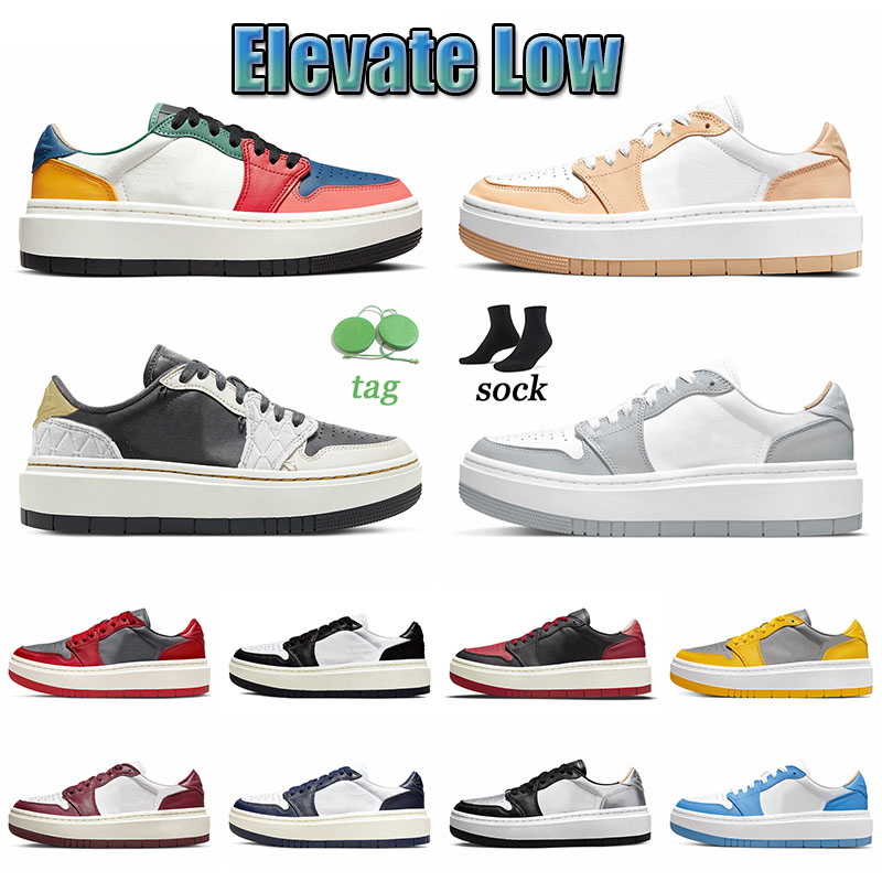 

Jumpman 1 Elevate Low Men Women Basketball Shoes Top quality Wolf Grey Dark Beetroot Black White Onyx Silver Toe Removable Beads UNLV Bred 1s Sneakers Sports Trainers, 36-46 removable beads