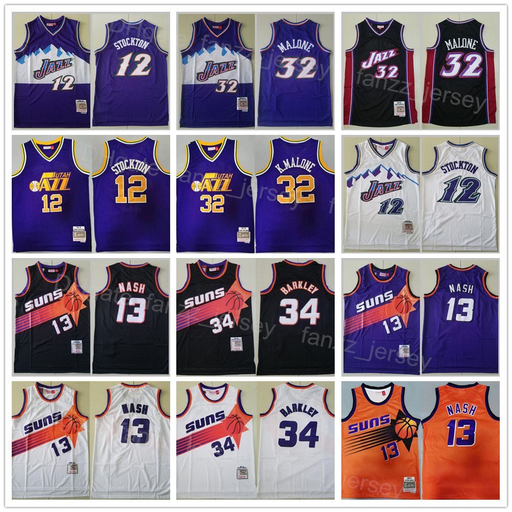 

Retro Mitchell and Ness Basketball Karl Malone Jersey 32 Vintage Steve Nash 13 Charles Barkley 34 John Stockton 12 All Stitched For Sport Fans Breathable Good/High, Purple