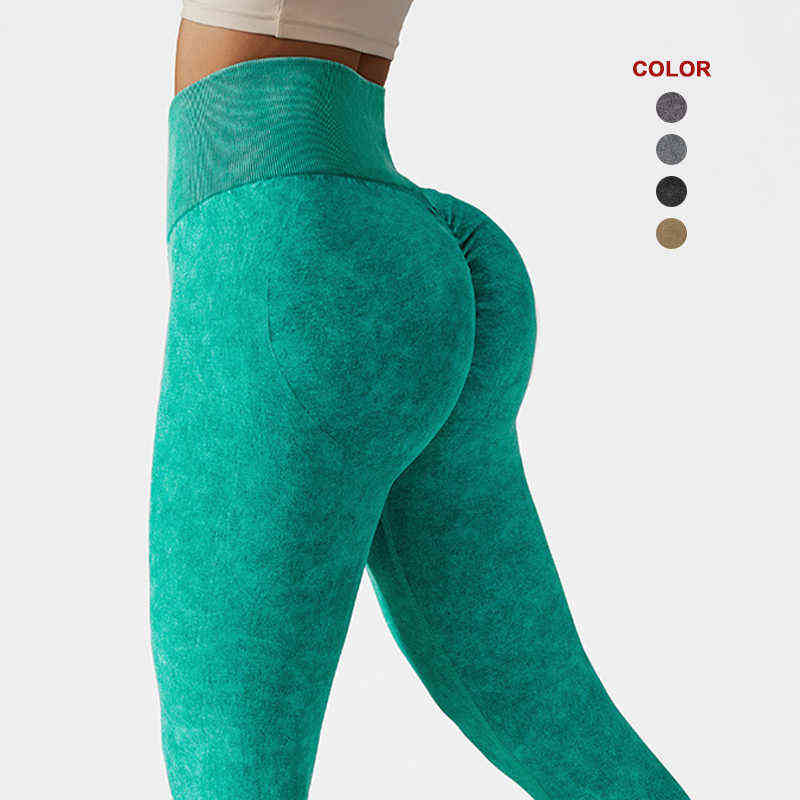 

New Gym Yoga Pants Women Girls High Waist Tummy Control Fitness Workout Seamless Scrunch Butt Leggings T220725, Green