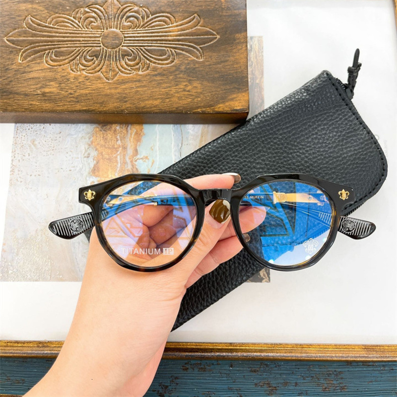 Lunettes de soleil Croxine Plaque Spectacle Cadre Personnalité Myopie Hommes et Femmes rond Muffin plat