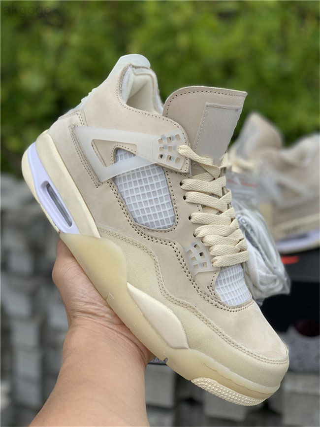 

Top Authentic 4 SP WMNS Sail Bred Man Woman Basketball Shoes Muslin White Black 4S Zapatos Sneakers Sports With Original Box