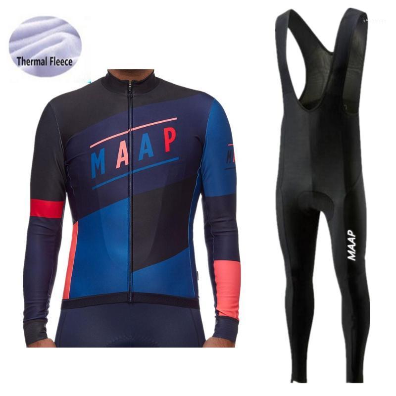 

ProTeam MAAP Winter Men's Thermal Fleece Cycling Jersey Set Clothing MTB Ropa Ciclismo Triathlon Kit, Thermal fleece set19