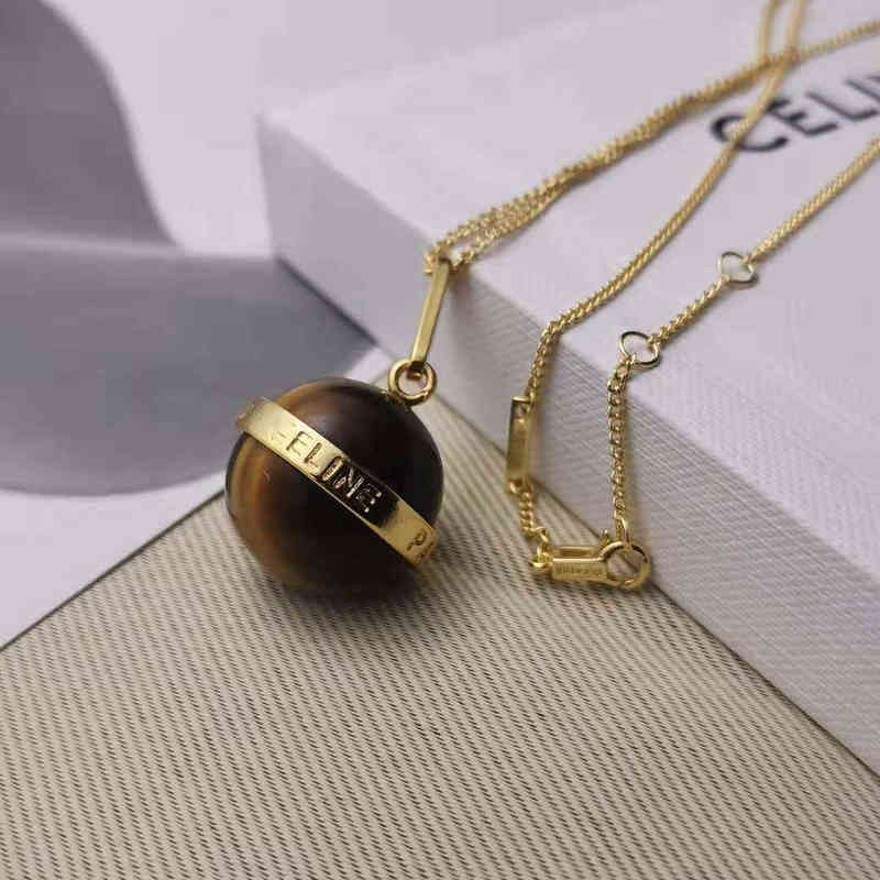 

Tiger Eye Designer Stone Planet Necklace Fashion Long Men's Unique Ball Clavicle Chain
