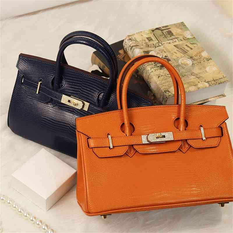 

Purse 2022 autumn winter new diamond inlaid horizontal bag crocodile bag leather women's bag one shoulder handbag OutletE8PO, Elephant grey / 30cm