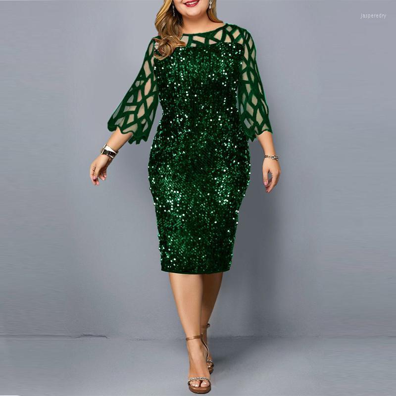 

Plus Size Dresses Party Dress For Year 2022 Elegant Sequin Mesh Women Casual FashionGreen Ladies Wedding Evening Club Outfit Jasp22, Black