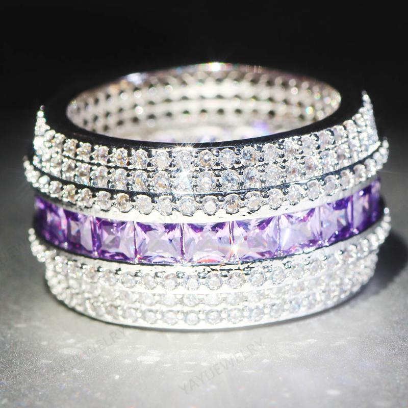 

Wedding Rings YaYI Jewelry Fashion Princess Cut 19CT White Purple Silver Color Engagement Lover Party 1181Wedding