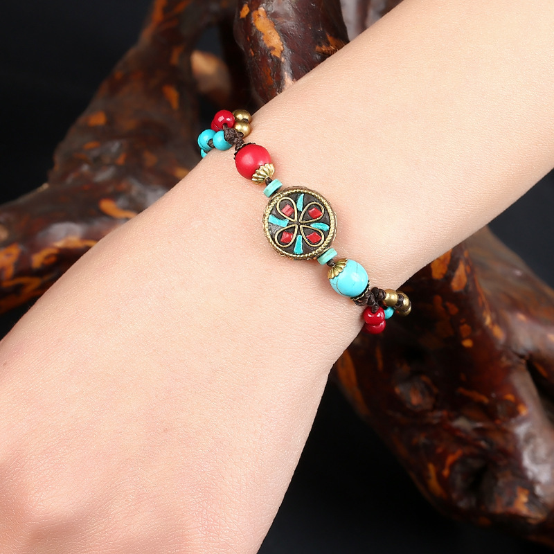 

Bracelet New Ethnic Style Jewelry Hand Woven Pearl Night Market Women's