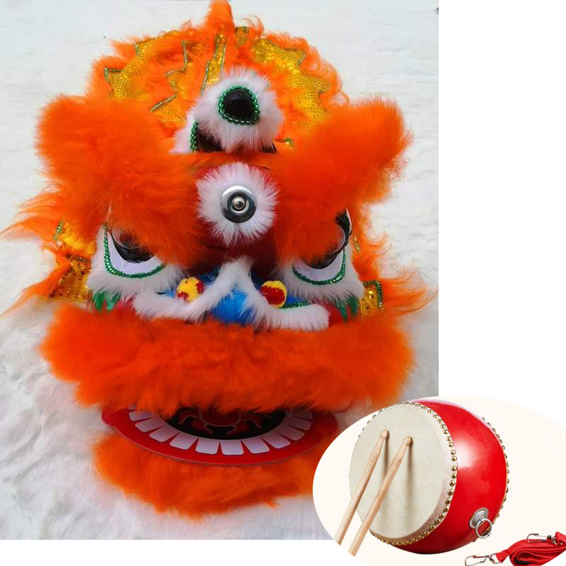 

Mascot doll costume Children Lion Dance 2-5 Years Old Classic Drum Mascot Holiday Funny Fancy Costume 12 Inch Cartoon Props Play Sports, Black