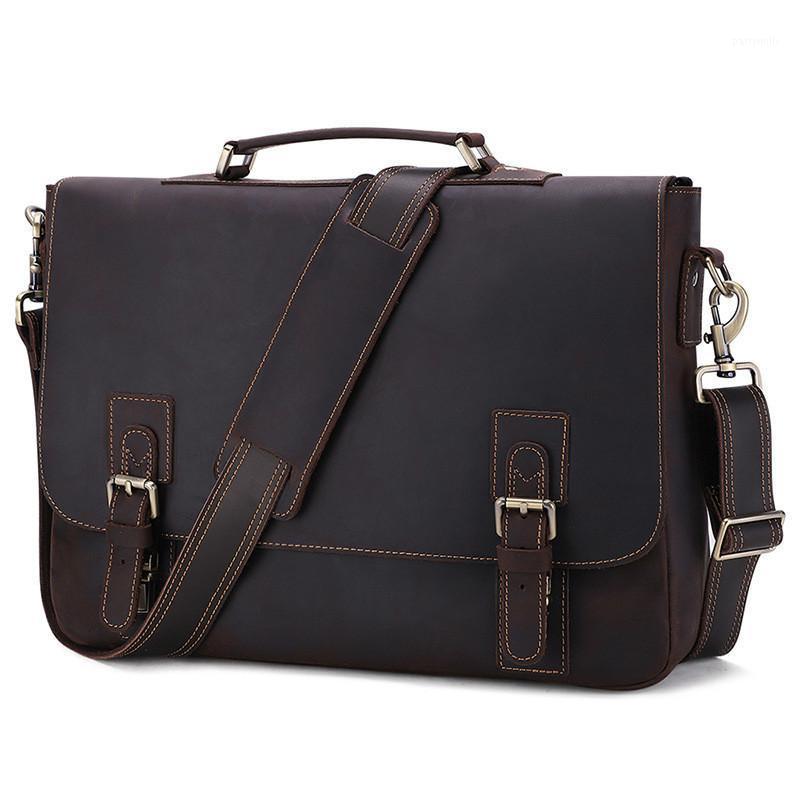 

Men's Briefcase Bag Genuine Leather Laptop For Men Office Porte Document Business Handbag Briefcases, 6301 large coffee