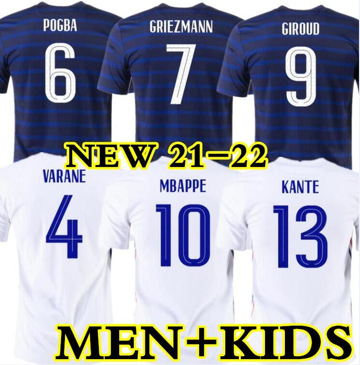 

2021 French MBAPPE POGBA Soccer Jerseys GRIEZMANN VARANE HERNANDEZ Football Shirt PAVARD BENZEMA KANTE maillot de foot CAMAVINGA RABIOT hommes enfants, Kids size