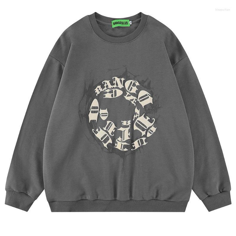 

Men's Hoodies & Sweatshirts Men Sweatshirt Streetwear Harajuku Pullover Letters Graphic 2022 Autumn Sweat Shirt O-Neck Cotton Hip Hop Grey B, Black