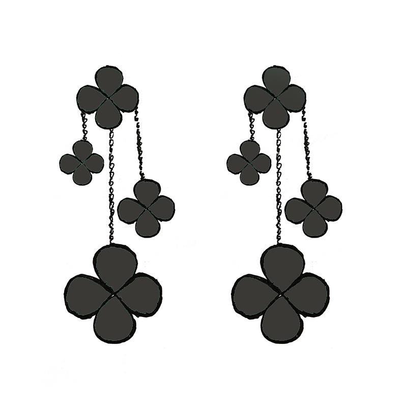 

Women Gilrs Dangle & Chandelier Earrings Clover Four-leaf 4 Flowers Mother-of-Pearl Designer Jewelry Sterling Silver High Quality