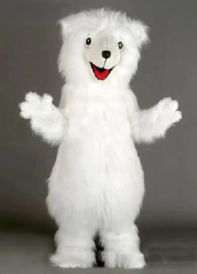 

Halloween Polar Bear Mascot Costume High quality Cartoon white bears Plush Anime theme character Adult Size Christmas Carnival Birthday Party Fancy Outfit, As pic