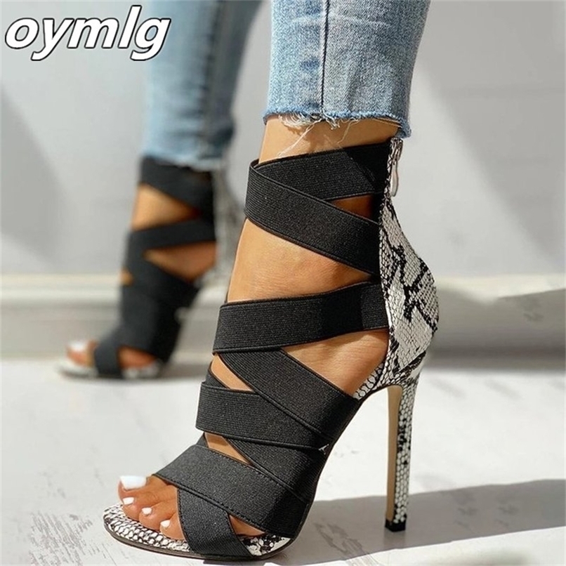 

Women Sandal High Heels Gladiator Ankle Strap Sandals 2020 Summer Ladies Party Pumps Shoes Sandalia Feminina Big Size 220406, Creamy-white