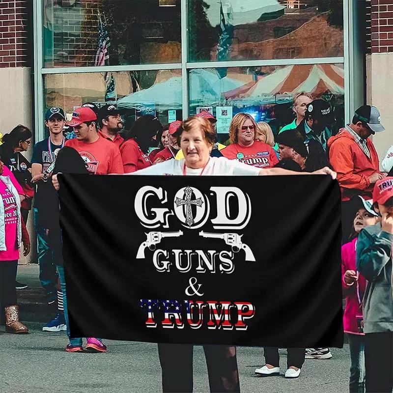 

Stock 3X5ft Trump Flags 2024 Campaign Banner Trump God Guns Flag