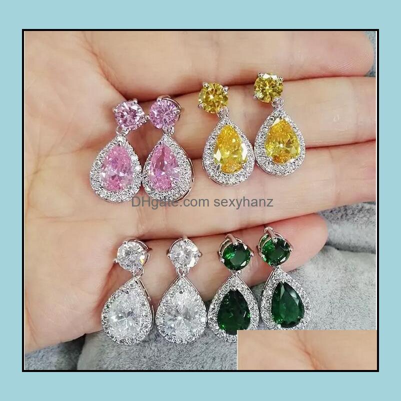 

Dangle Chandelier Earrings Jewelry Iced Out Studs Drop Cubic Zirconia Women Dangles Fashion Bling Rhinestone Waterdrop Wedding Statement E