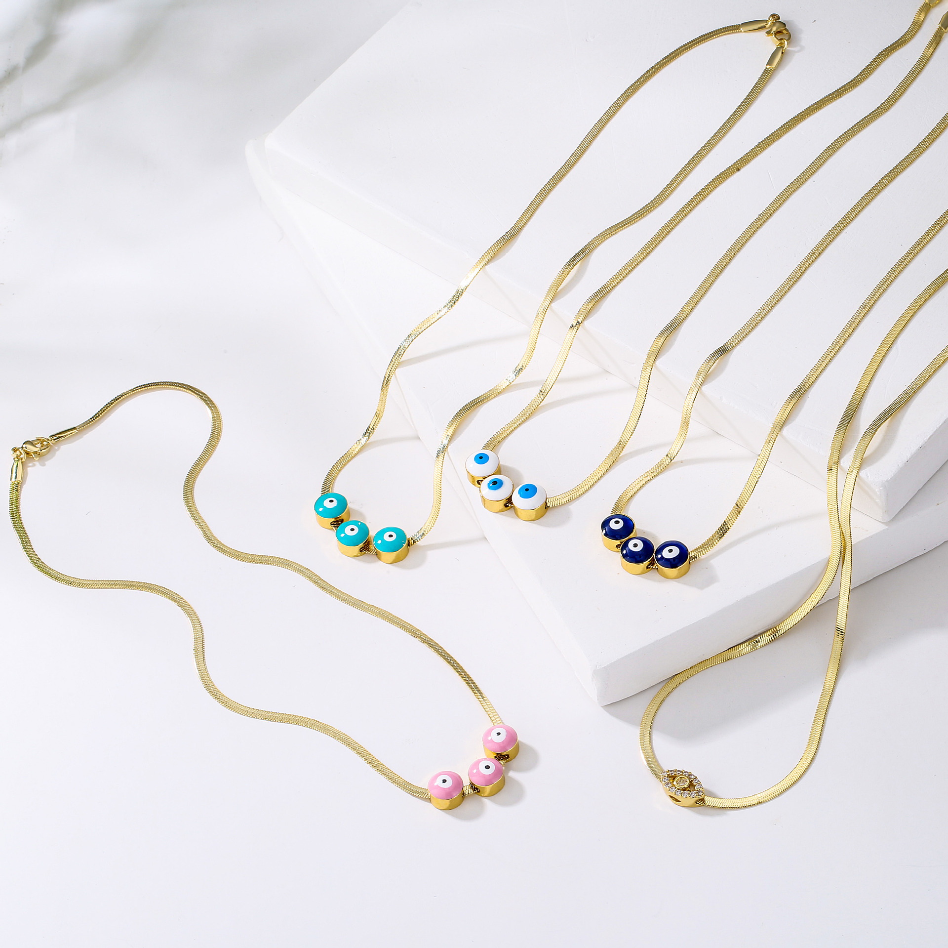 

Colored Drop Eye Necklace Stainless Steel Chains for Women Fashion Chokers