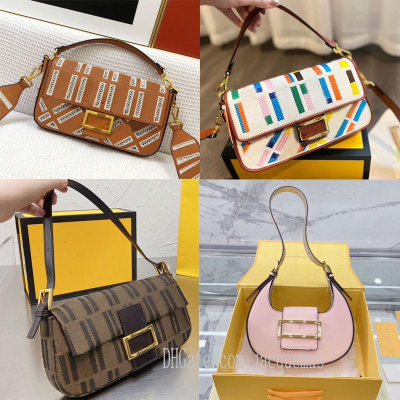 

2022 fashion cookie woman hobo bag leather croissant lady decorated clasp baguette designer shoulder bags adjustable strap tote, 12