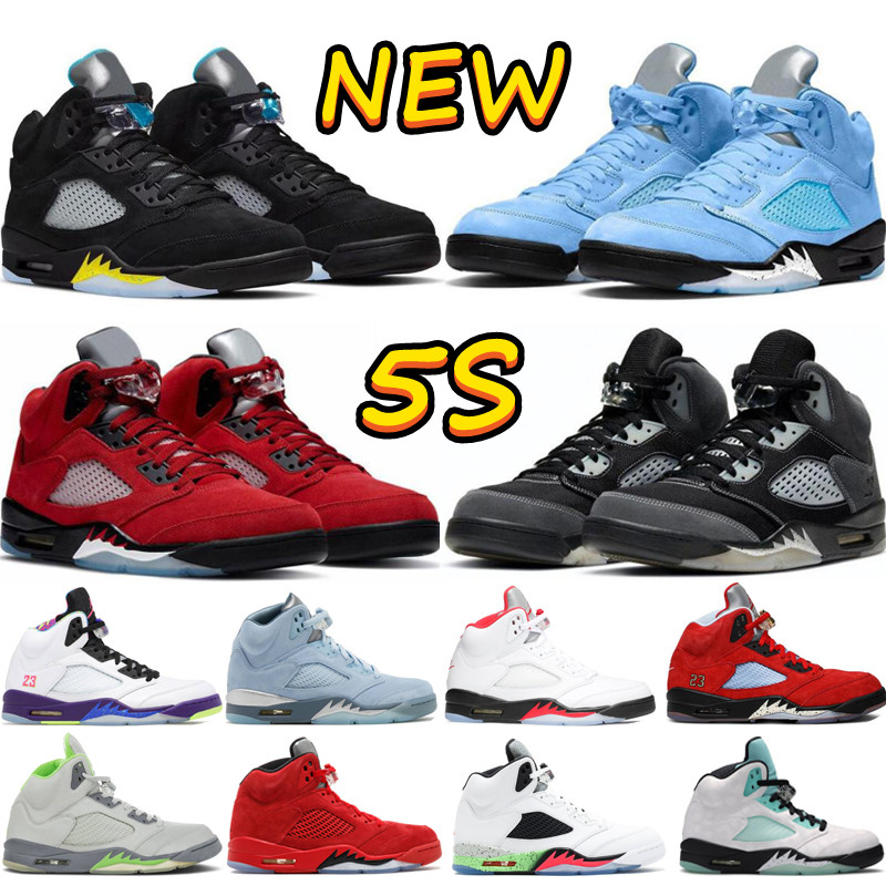 

New 5 V Men Basketball Shoes 5s Aqua UNC Doernbecher Green Bean Raging Red Stealth 2.0 Fire What The White Cement Metallic Flight Oreo Wings Ice Blue Man Sports Seakers, Box