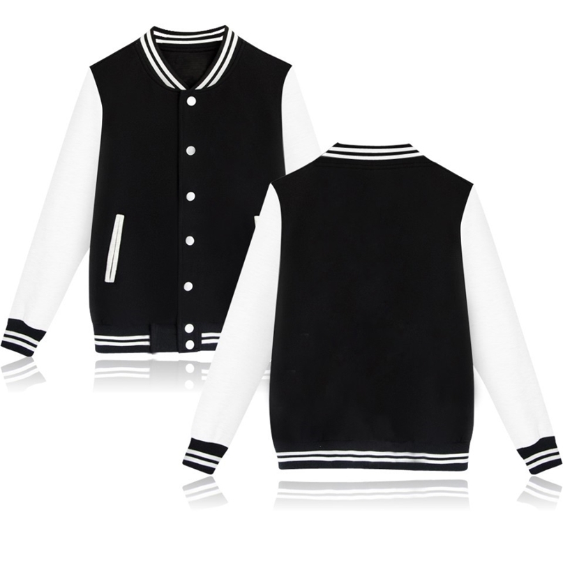 

Baseball jacket man Jassen mannen Effen Kleur Jas bomberjack jaqueta masculina inverno Single Breasted Harajuku veste sweatshirt 220813, Black and white