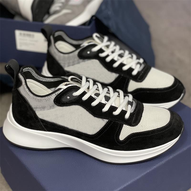 

2021 Men B25 Runner Sneaker Black Canvas Suede Oblique Trainers Low-top Mesh Platform Sneaker Lace up Runner Shoes with Box EU46 NO56, Color 1
