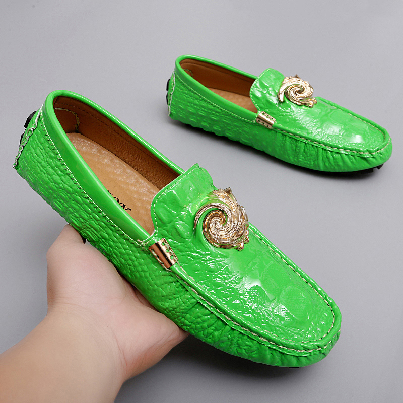 Loafers Men Shoes PU Leather Solid Color Casual Fashion Square Toe Classic Metal Decoration Simple Versatile Comfortable Flat Driving Shoes DH100