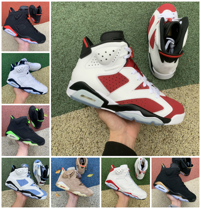 

JUMPMAN Midnight Navy 6 6s Mens Basketball Shoes Maroon British Khaki Triple Black Infrared UNC White Red Oreo Electric Green Carmine Georgetown Trainers Sneakers, Bubble package bag