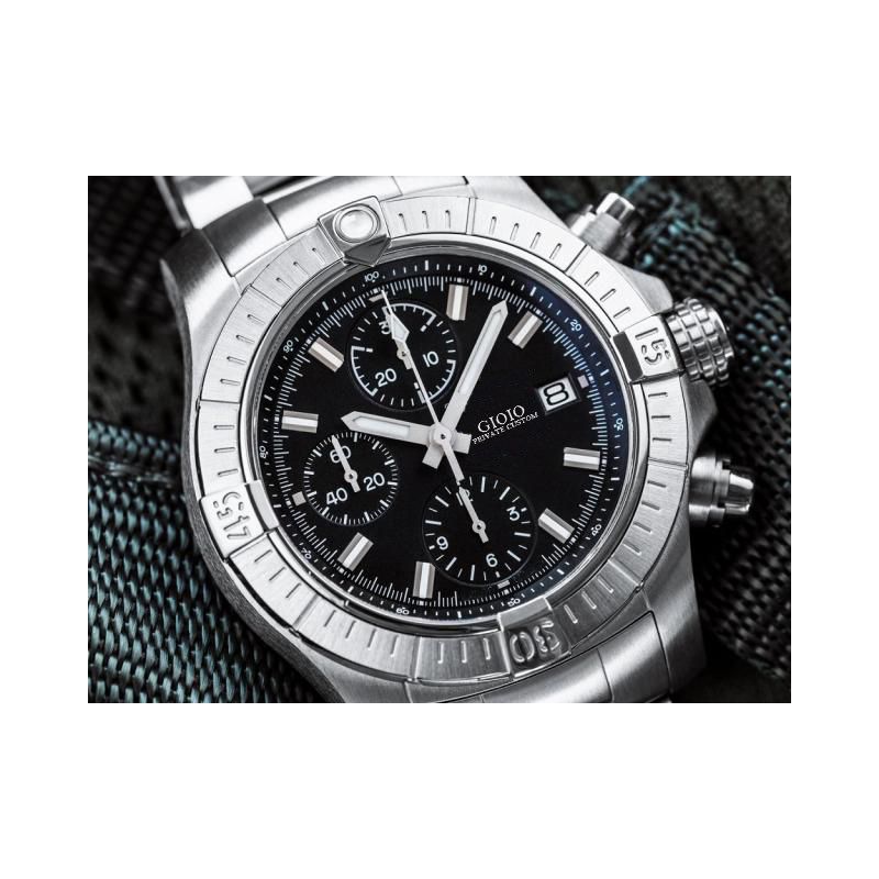 

Quartz Chronograph Men Night Mission Rotatable Bezel Blue Black Watch, Brown