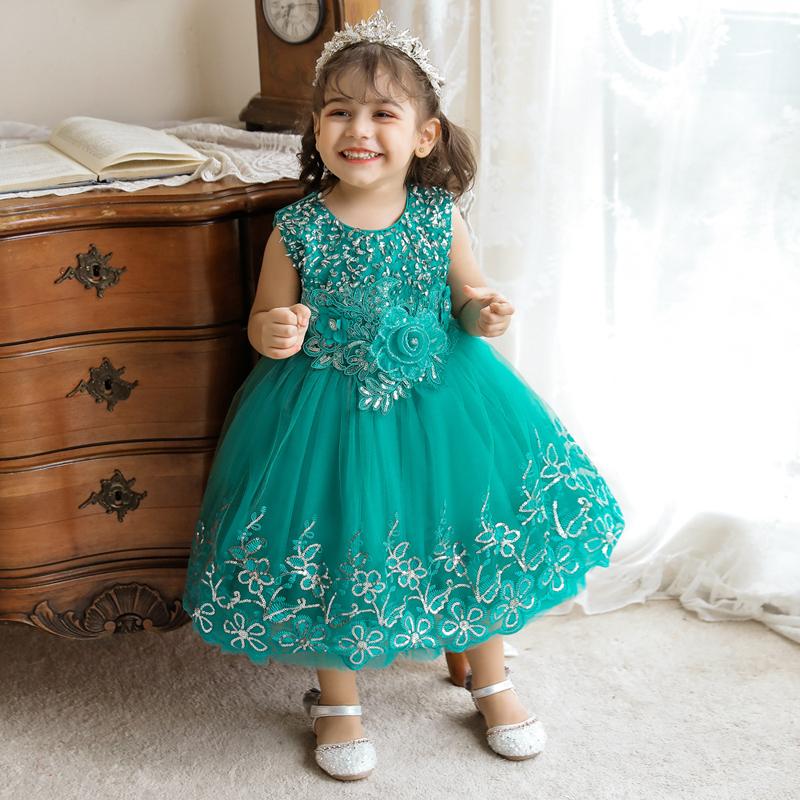 

Girl's Dresses Luxury Baby 2022 Est Flower Girl Ball Gown Princess Vestido Birthday Born Baptism Party Frock Children CostumeGirl's Girl'sGi, Green