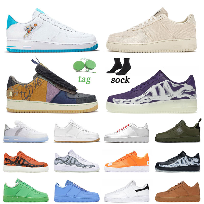 

outdoor classic mens women running shoes low 07 airforce 1 hare space jam travis scotts skeleton force one af1 skate designer sneakers 36-47, B63 hyper jade 40-46