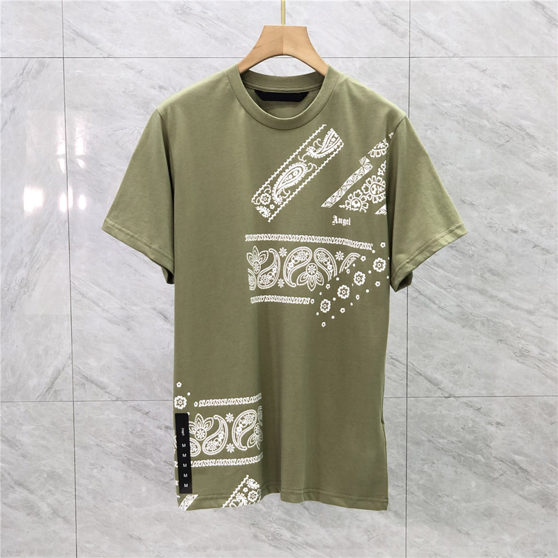 

2022 Italy Bandanna Print Vintage Tee Skateboard Men t shirt Spring Summer Women Short Sleeve Streetwear cotton Tshirt, Green