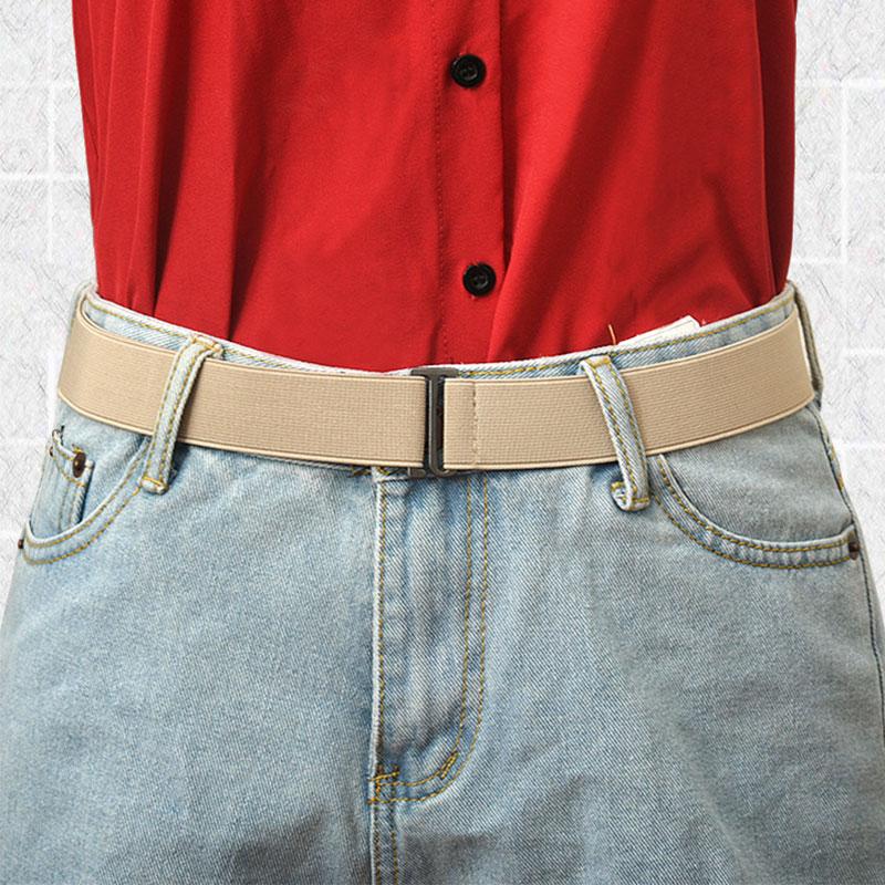

Belts Adjustable Size Elastic Waist Belt Flat Buckle Jeans Pant Women Solid Color Soft Stretch Slim Invisible, Red