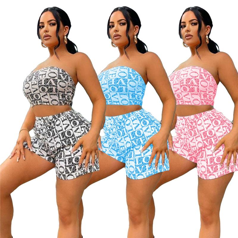 

Women' Tracksuits Strapless Sleeveless Bro And Ot Short 2 Pieces Set Sexy Tight Club Party Lady Fashion TracksuitsWomen, Black