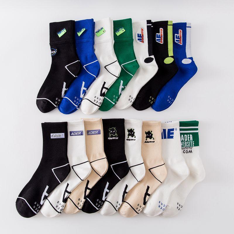 

Men's Socks ADER ERROR Men Women Double Rib Label Embroidered Adererror Street Trendy High Quality Casual Cotton, Black
