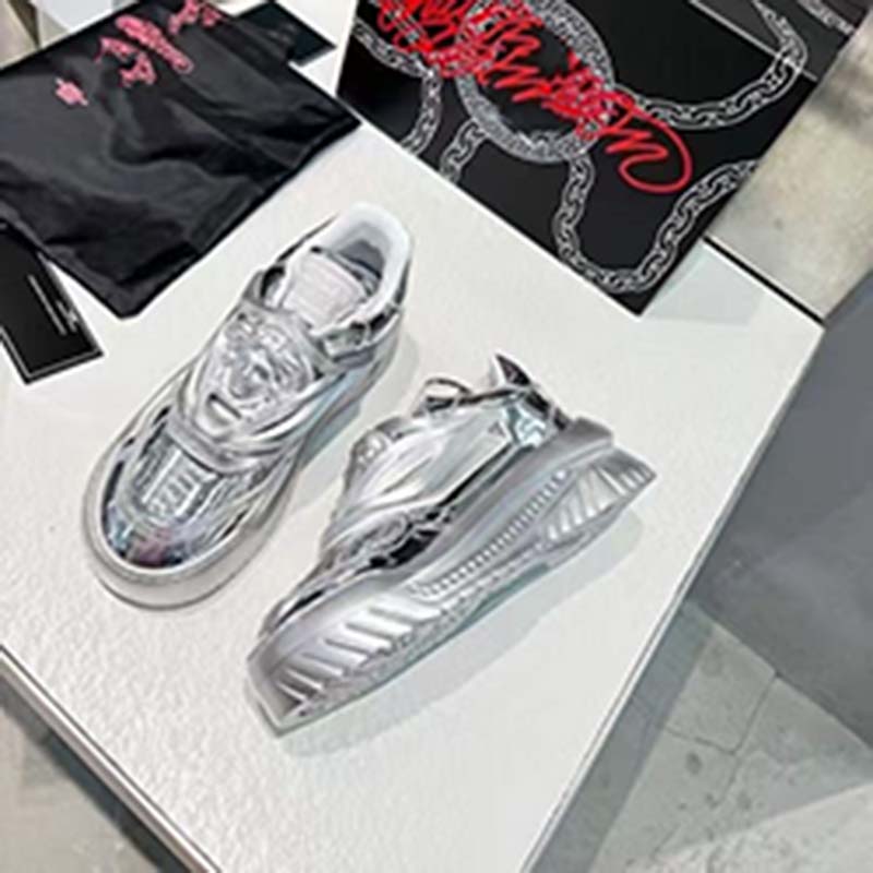 

Italy ODISSEA sneakers Thick Greek soles Casual Shoes triple black white multi-color 100% cattle leather men Medusa Trainers us12 h66, Shoes box