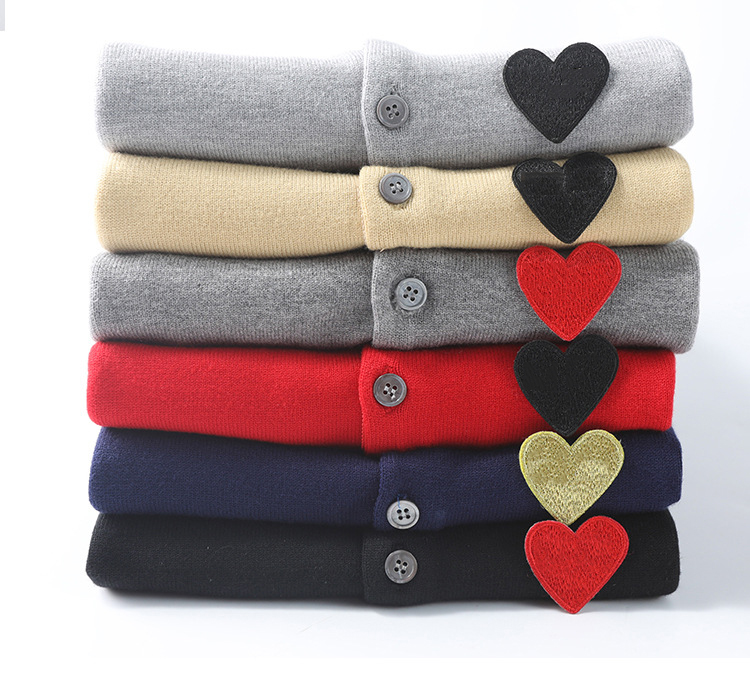 Women's Knits & Tees Japanese Fashion Love Embroidery Long Sleeve Knitted Sweater Unisex Cardigan