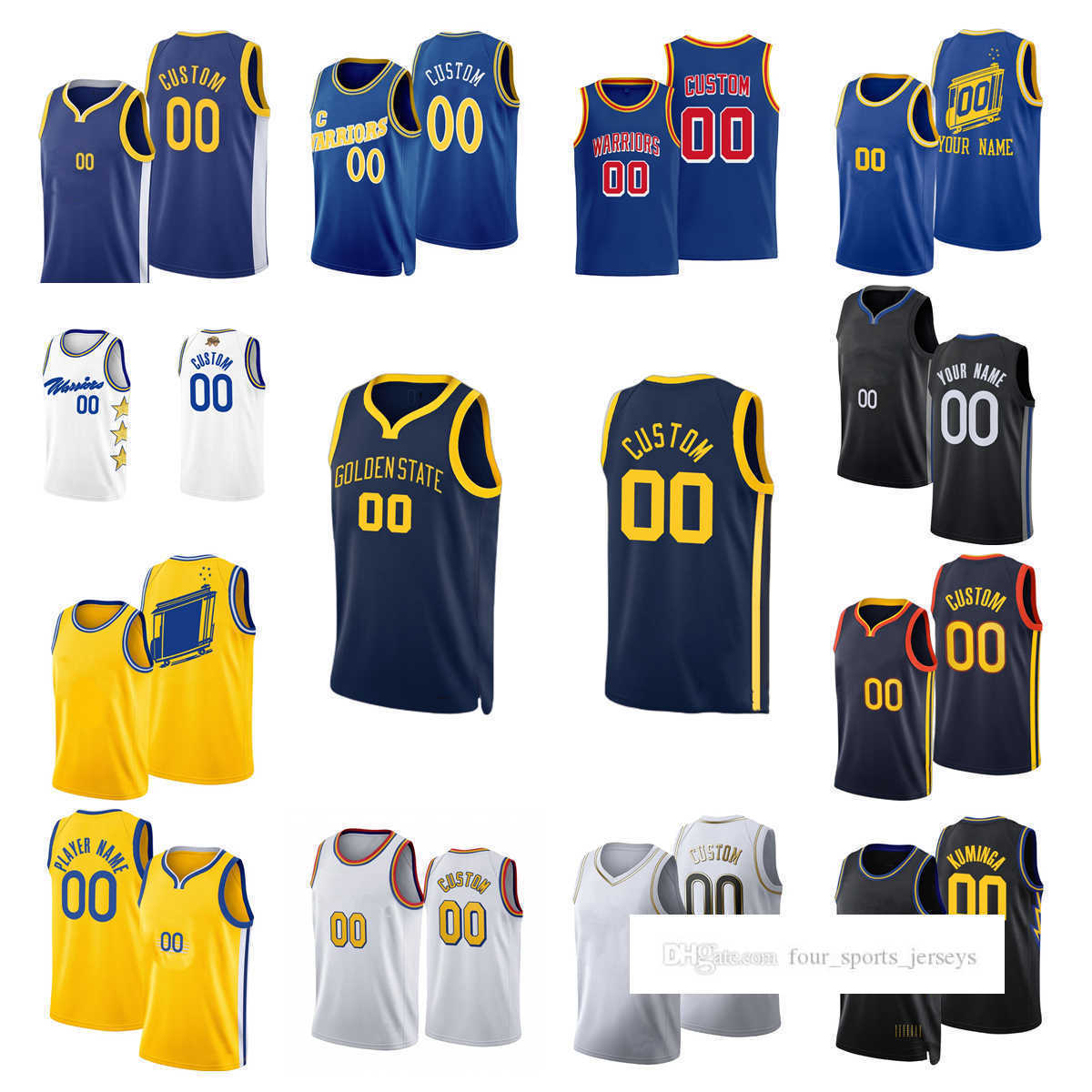 

Custom Printed 2023 Golden State''Warriors''New Basketball Jerseys Curry Thompson Wiggins Green Wiseman Kuminga Moody Poole