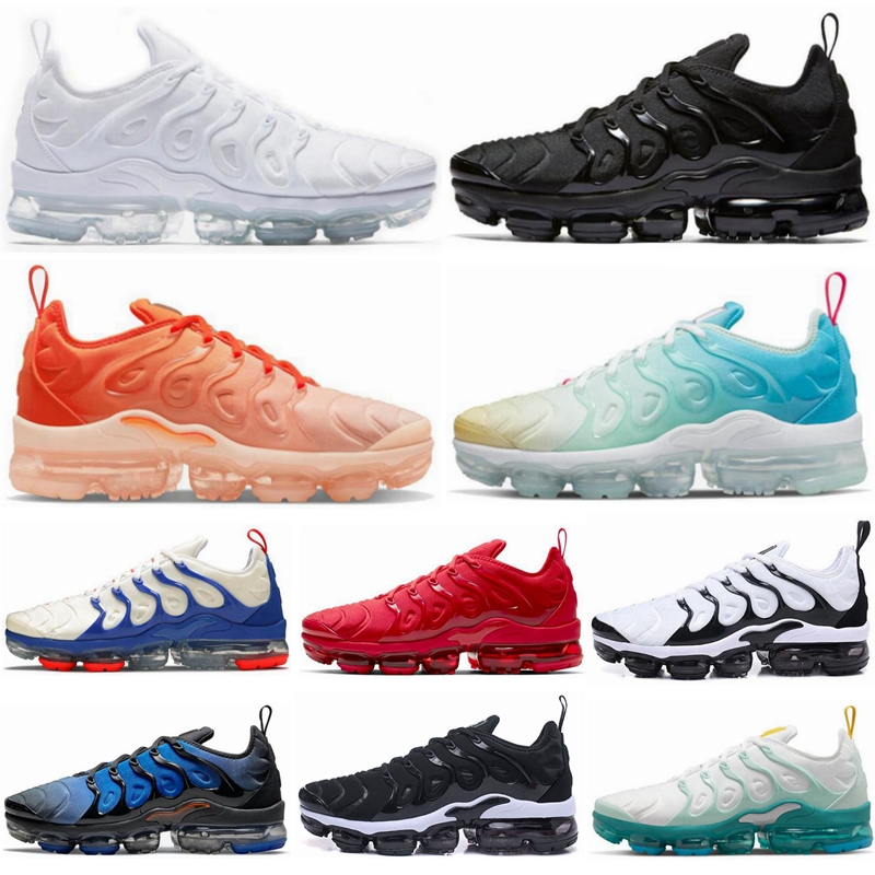 

TN Plus Running Shoes Men Women Black Bubblegum Yolk Cherry Cool Grey Neon Olive Pure Platinum Dark Blue Mens Womens Sports Trainers Sneakers