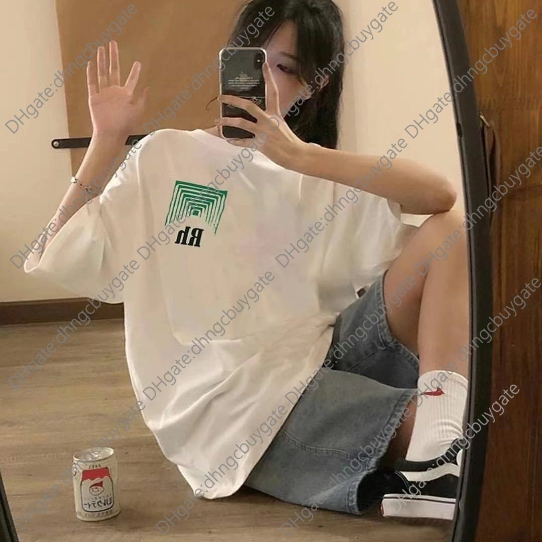 

designer t shir rhude cigaree box array absrac color tunnel prining shor sleeve loose leisure high sree summer tshir for men and women shir brand high qualiy, Green label