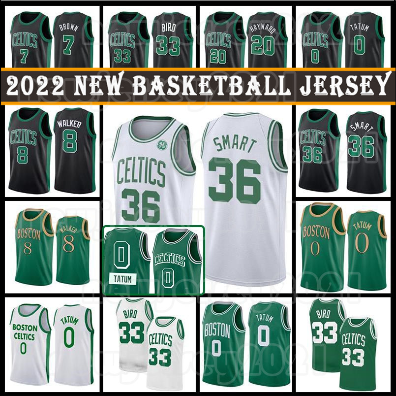 

New Marcus 36 Smart Jayson 0 Tatum Larry 33 Bird Men Celtices 2022 City Jersey Basketball Jaylen 7 Brown 75th Anniversary Jerseys, Men jersey