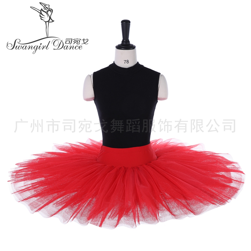

red women professional half ballet tutu 7layer tulles adult girls practicing training ballerina dress SD4029, Black