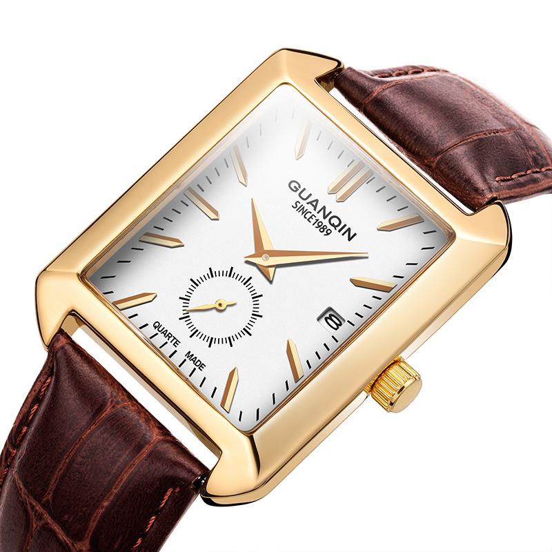 

Wristwatches Rectangle Mens Watches Top Male Clock Men Sport Leather Quartz Wrist Watch Waterproof Relogio Masculino, Black white white