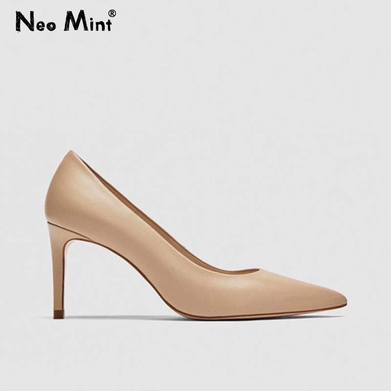 

Chic Leather Office Shoes Women Solid Color Pointed Toe Stiletto High Heels Women Pumps Genuine Leather Ladies Shoes 220402, Gold heels