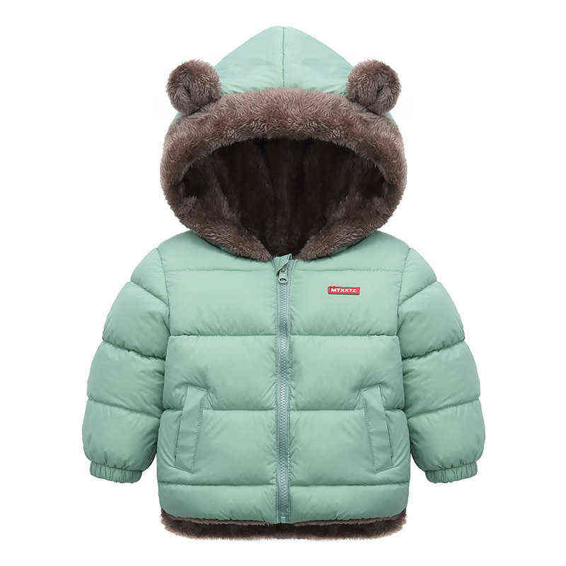 

Toddler Casual Jacket Winter Autumn Outfit Warm Jacket Hoodie Cotton Thicker Children Clothes Long Sleeves Solid Baby Jacket J220718, Black