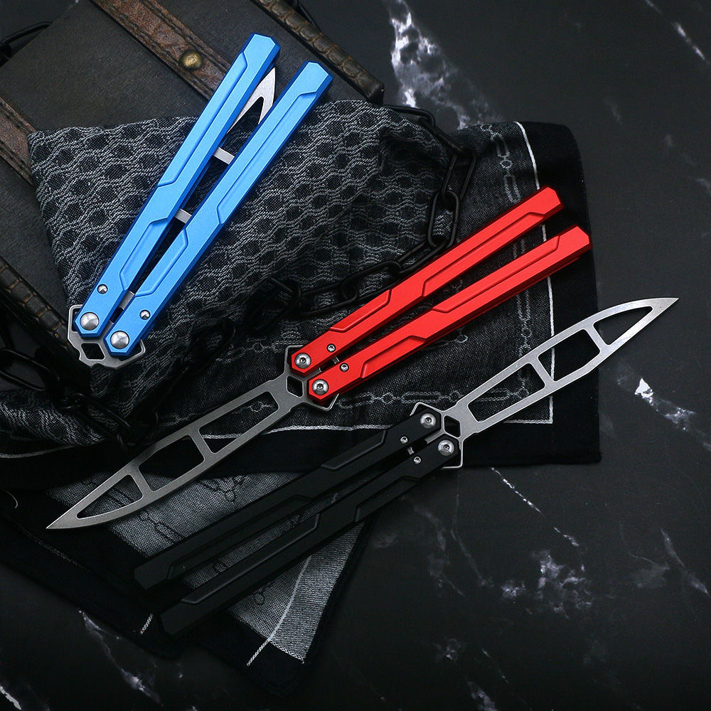 

Balisong Trainer Kershaw Lucha Butterfly Knife Aviation Aluminum Channel Handle 440 Stainless Steel Not Edged Blade EDC Folding Knife Jackknife