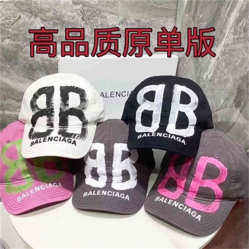 

version of home Balencaig Korean Paris hand-painted graffiti big letter B baseball cap old style high quality fashion trend men and women 8LIS LEKL, Top original grey embroidery powder