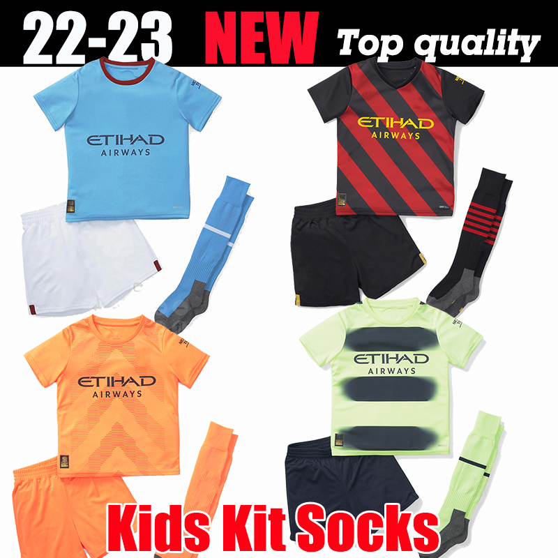 

22 23 HAALAND SOCCER JERSEYS GREALISH STERLING MANS CITIES MAHREZ fans DE BRUYNE FODEN 2022 2023 football tops shirt kids kit sets uniform Boys youth