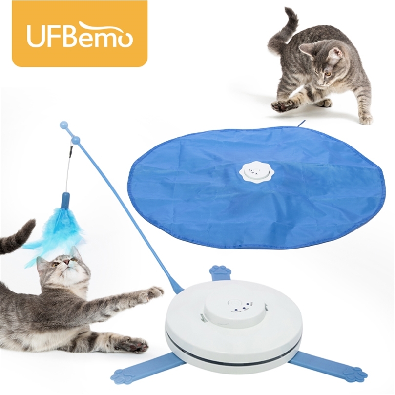 

UFBemo Cat Toy Interactive Laser Chat Undercover Fabric Moving Mouse Feather Pet Crazy Toy Cat Teaser Automatic 220423