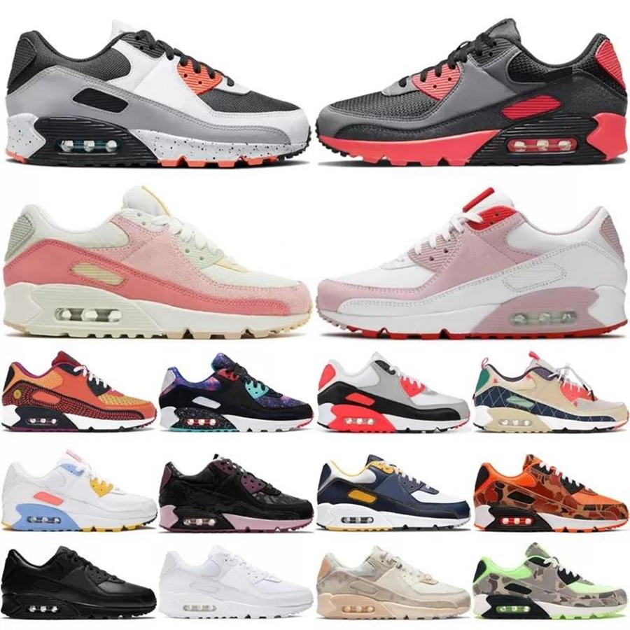 

Newest 90 mens running shoes reverse duck camo triple black white photo blue navy hite gum men women cushion sneakers US5.5-11, 35
