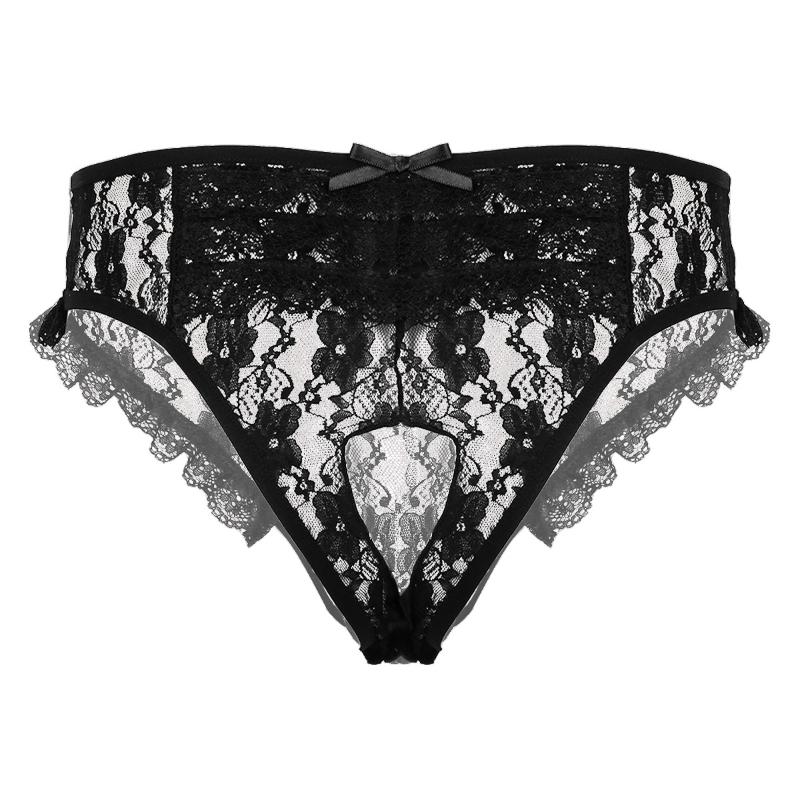 Women&#039;s Panties Mens Sissy Sheer Floral Lace Lingerie Low Rise With Elastic Waistband Crotchless G-string Briefs UnderwearWomen&#039;s-image-786947357